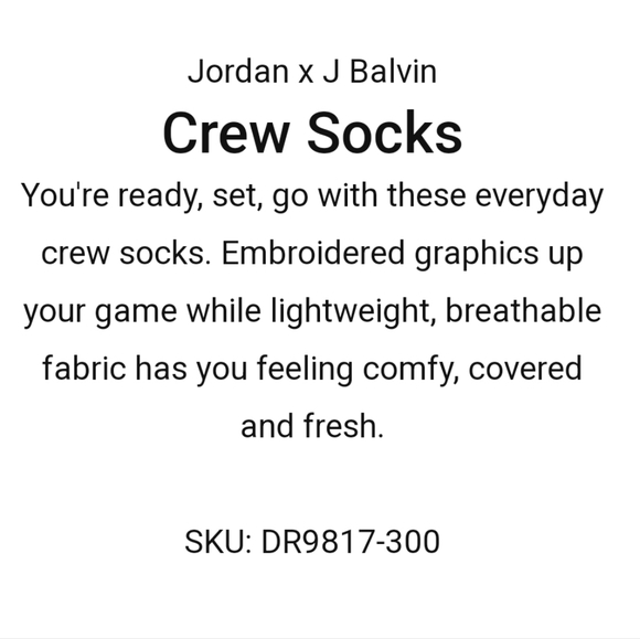 NWT Men's Air Jordan X J Balvin Legacy Crew Socks - Picture 12 of 13